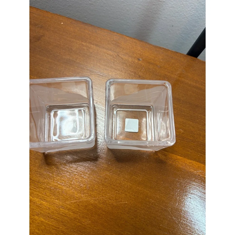 PartyLite Cirrus Pair Square Glass Votive Tealight Candle Holder Set of 2 Boxed - Picture 2 of 10